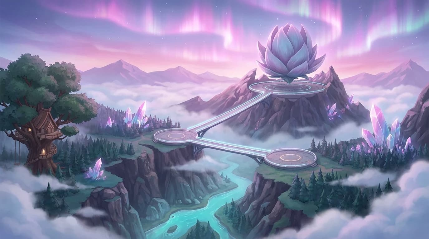 O mundo de Zoe iluminado pela aurora e por cristais